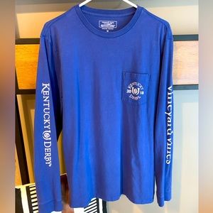 Men’s M Vineyard Vines - long sleeve blue Kentucky Derby shirt.